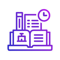 Time for study illustration with books and clock