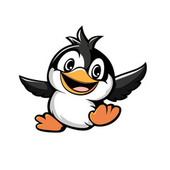 Happy Penguin Cute Illustration Vector Isolated Mascot Art 
