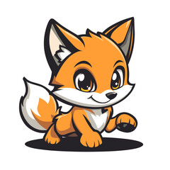 Fox Sneaking Cute Illustration Vector Isolated Mascot Art 
