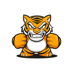 Tiger Pouncing Cute Illustration Vector Isolated Mascot Art 
