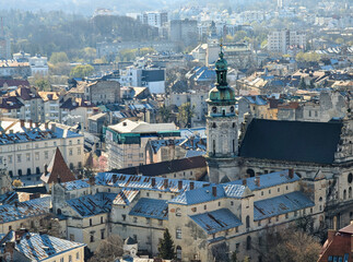 Obraz premium View of the center of the old city of Lviv