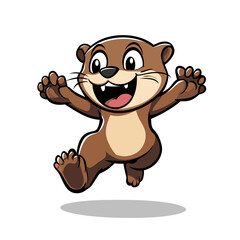 Otter Playing Cute Illustration Vector Isolated Mascot Art 
