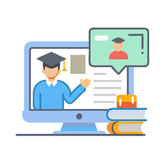 Online education or learning concept design illustration vector
