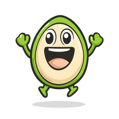 Pistachio Cheering Cute Illustration Vector Isolated Mascot Art 

