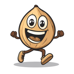 Hazelnut Running Cute Illustration Vector Isolated Mascot Art 
