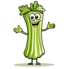 Celery Stretching Cute Illustration Vector Isolated Mascot Art 
