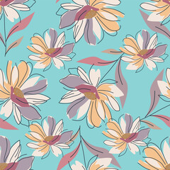 Seamless abstract floral.abstract background, beautiful, blossom, drawn, floral, flower background, flowers
