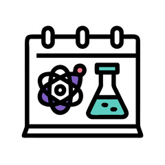 Minimalist Science Experiment Illustration with Flask and Molecules