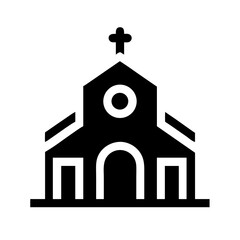 black church building icon isolated on white background
