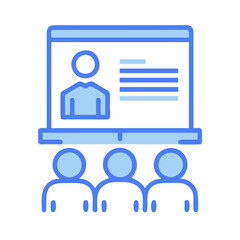 Meeting, presentation, training icon vector illustration with audience