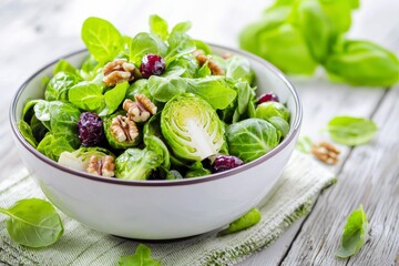 Fresh Brussels Sprout Salad with Walnuts and Cranberries Delight