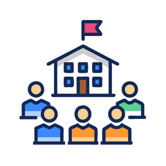 Group of people with house and flag concept