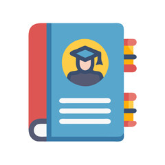 Student Handbook Icon: Education, Knowledge, Academic Record concept