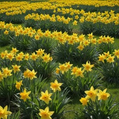 Fototapeta premium field of dandelions, field of yellow flowers, yellow flowers in the garden