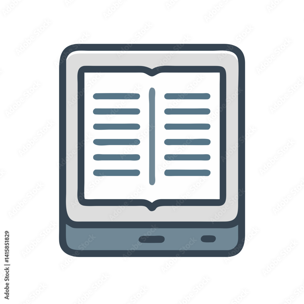 Poster e-reader icon reading digital books with dark background