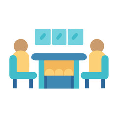 Boardroom vector icon. Two people in meeting room