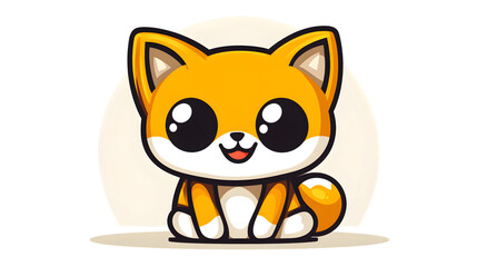 Obraz premium Adorable Cartoon Cat Character with Big Eyes and Playful Pose for Kids Design Illustration A