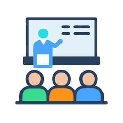 Colorful Icon of Seminar, Presentation, or Online Learning