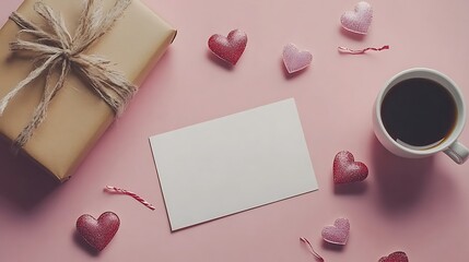 Coffee romantic Valentine gift box glitter hearts pink theme picture