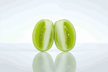 Fresh Gooseberry Halved to Showcase its Succulent and Juicy Inside