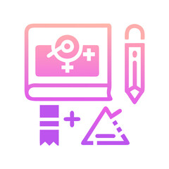 Feminine Health Research: Icon Depicting Science, Medicine, and Books