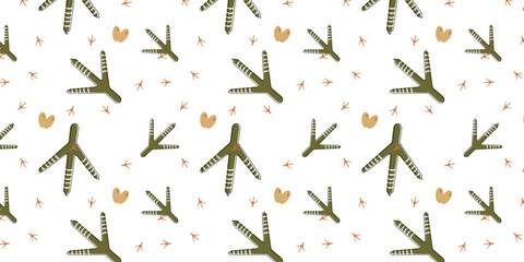 minimalist playful scatter seamless pattern with hen footprints. repeat background for textile, wrapping, wallpaper and other