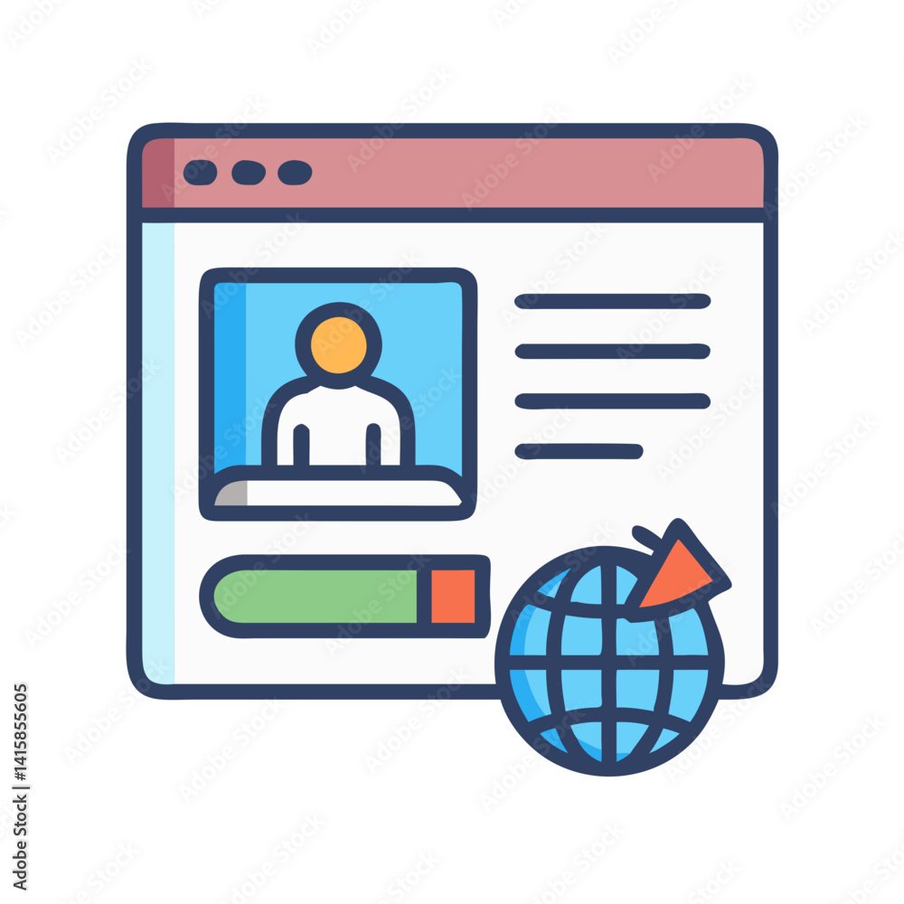 Poster website profile loading icon with progress and global access