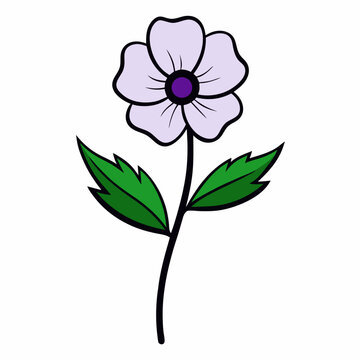 purple flower with green leaves clip art preview