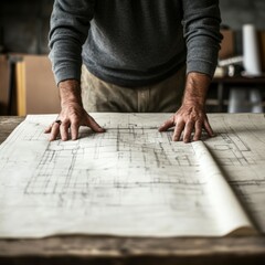 Hands poised over a detailed architectural blueprint, symbolizing the precision and creativity at the heart of design.