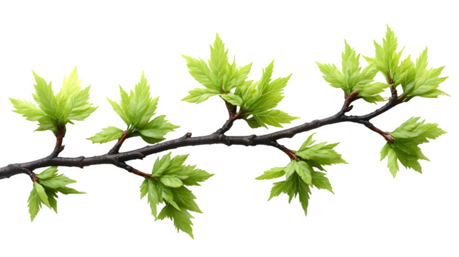 A high-definition, realistic Japanese maple branch, isolated on a white background