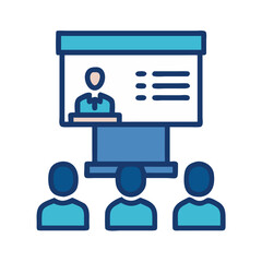 Online training session with attendees icon representation