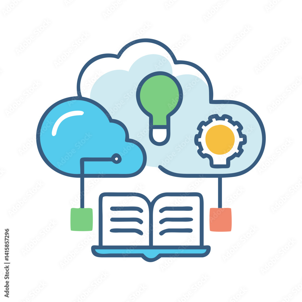 Poster cloud computing education platform and learning resources concept