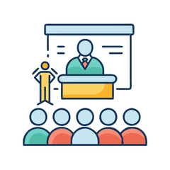 Seminar vector icon, conference, training, presentation, speaker