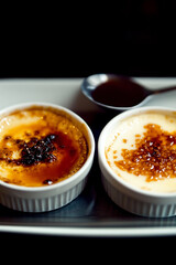 Classic Crème Brûlée Duo with Caramelized Sugar Topping