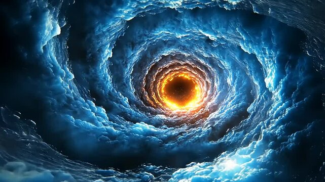 Cosmic vortex through swirling clouds