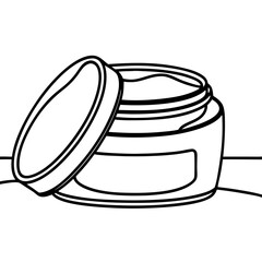 Open jar of cream on a flat surface