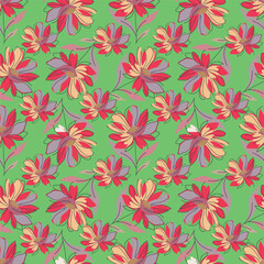 Christmas floral seamless pattern with decorative bouquets, festive background, winter wallpaper, gift paper
