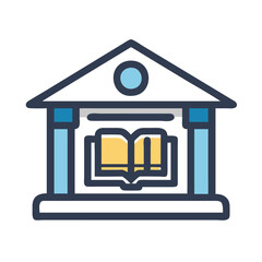Library building icon, education, school, or university concept