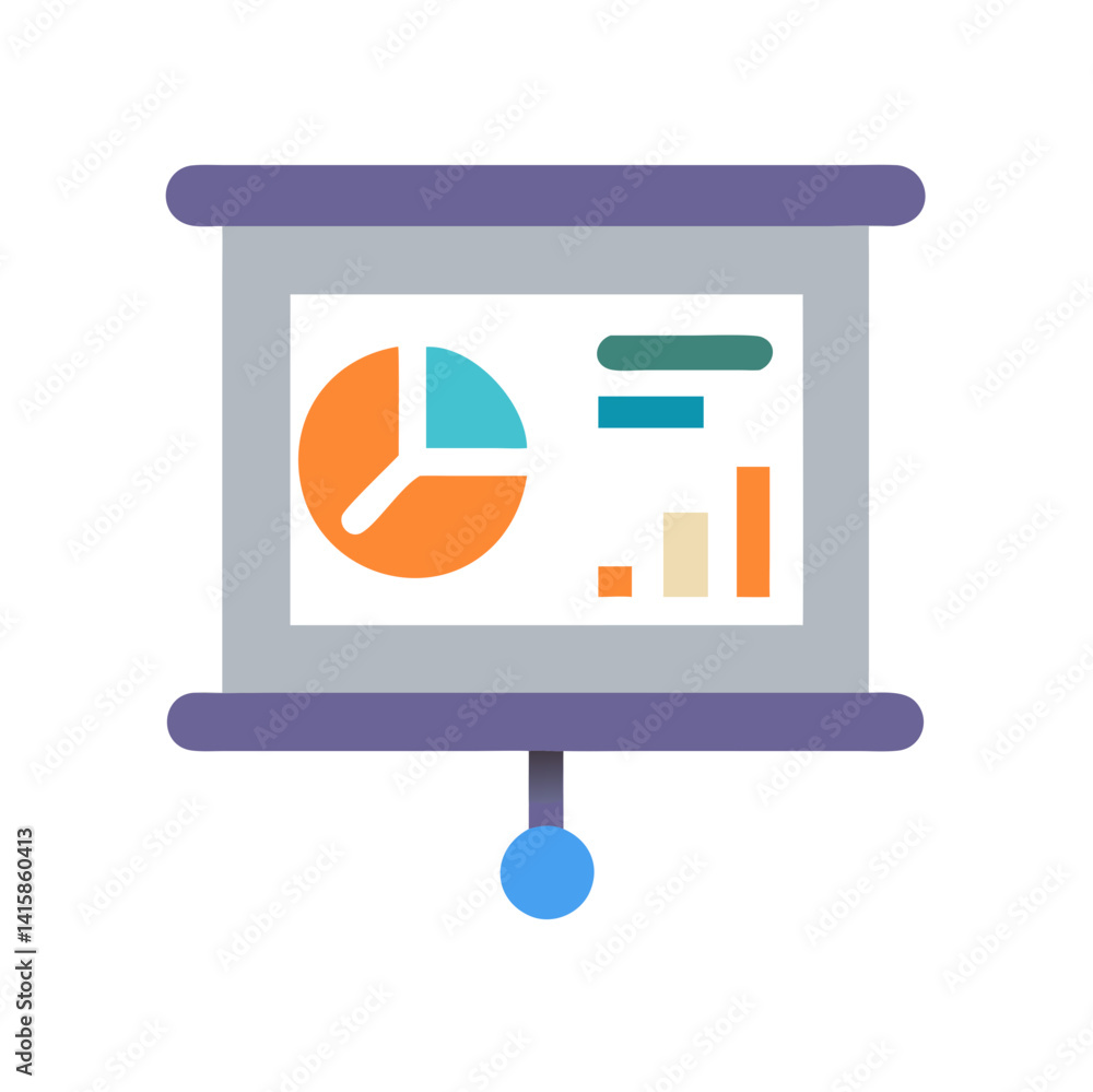 Poster presentation board showing pie chart and bar graph data