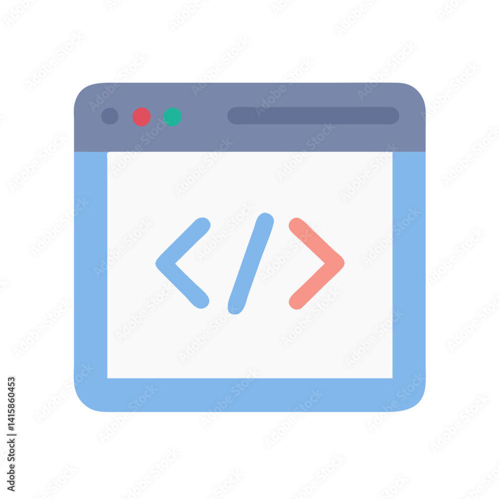Poster code window icon, programming, development, web development icon