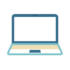 Stylized laptop icon, digital device on black background
