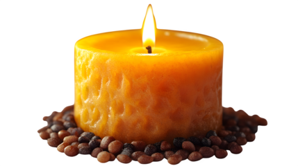 A high-definition, realistic glowing candle flame, isolated on a white background