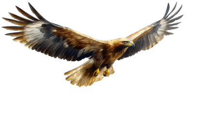 A high-definition, realistic golden eagle illustration, isolated on a white background