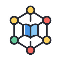 Knowledge Network: Book with Connected Nodes Illustration