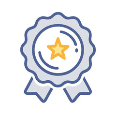 Award medal icon with star on black background