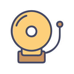Golden retro alarm bell illustration on black background