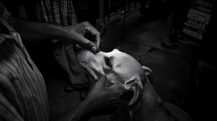Greyhound Enjoying Gentle Head Scratch from New Owner with Appreciation