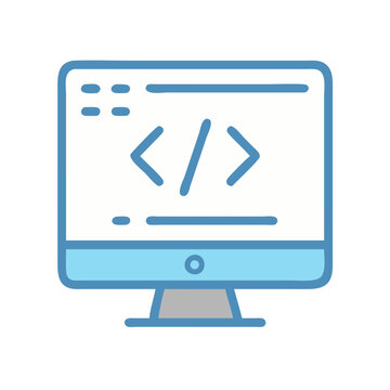 Coding on Monitor Icon, Development and Programming concept