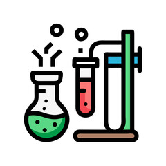 Colorful flat icon of laboratory flask and test tube