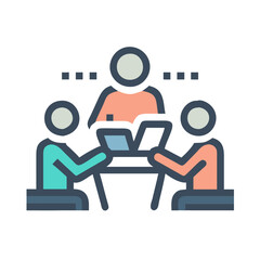 Team Meeting, Collaboration, Brainstorming, Business Icon Vector